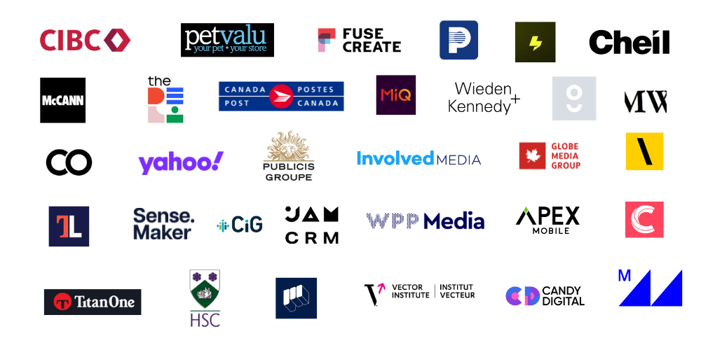 CIBC, Pet Valu, FCB, Pelmorex, Yahoo, Publicis, Involved Media and many more